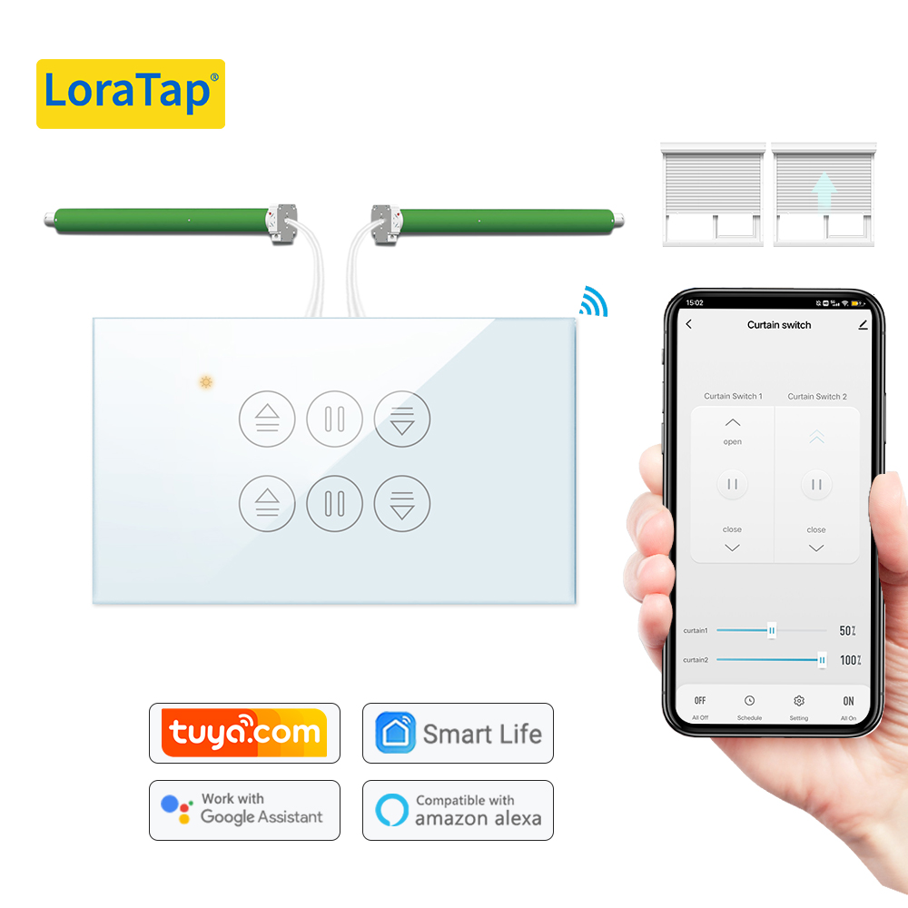 Smart Home Voice Assistant - LoraTap Tuya US Curtain Switch for