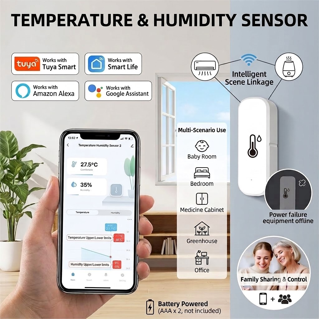 WiFi Smart Temperature and Hum - Smart Home Furniture ulasan dan harga