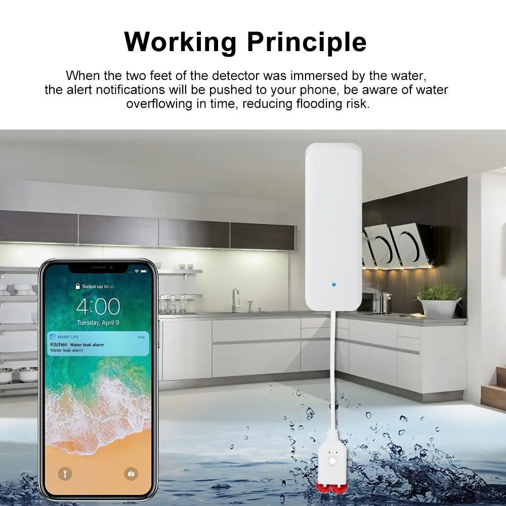 Tuya WiFi Smart Water Leak Sen - Wifi Water Sensor ulasan dan harga