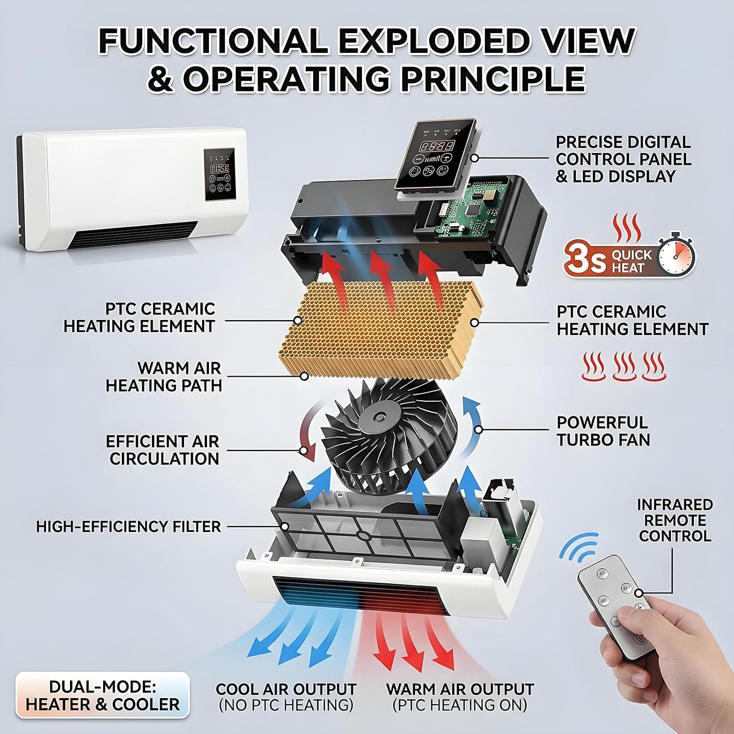 Portable Wall-Mounted Air Cond - Smart Bathroom Fan ulasan dan harga
