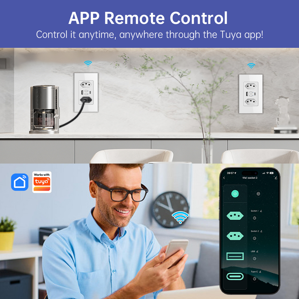 MANHOT Wifi Smart Brazil Socke - Smart Home Nest ulasan dan harga