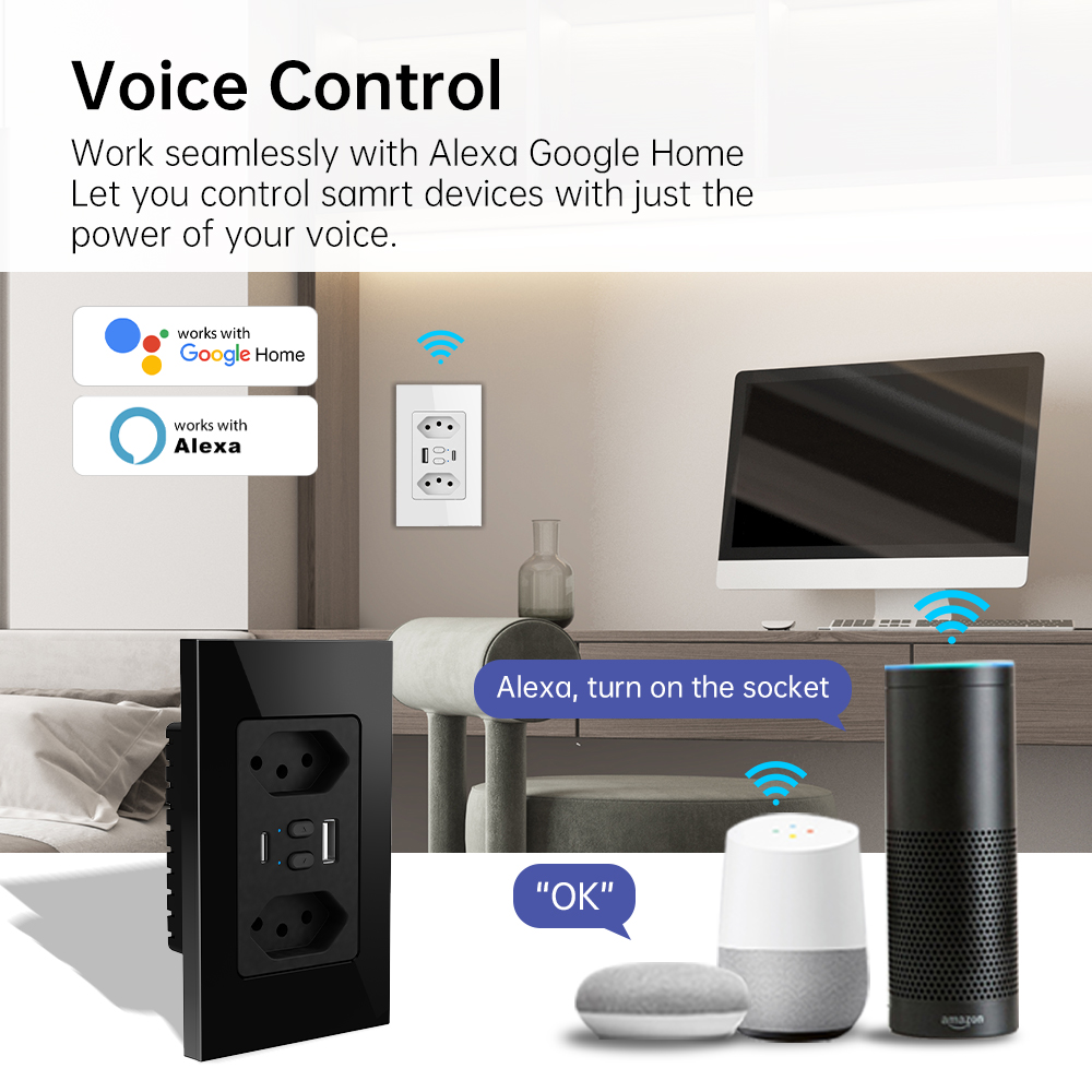 MANHOT Wifi Smart Brazil Socke - Smart Home Nest ulasan dan harga