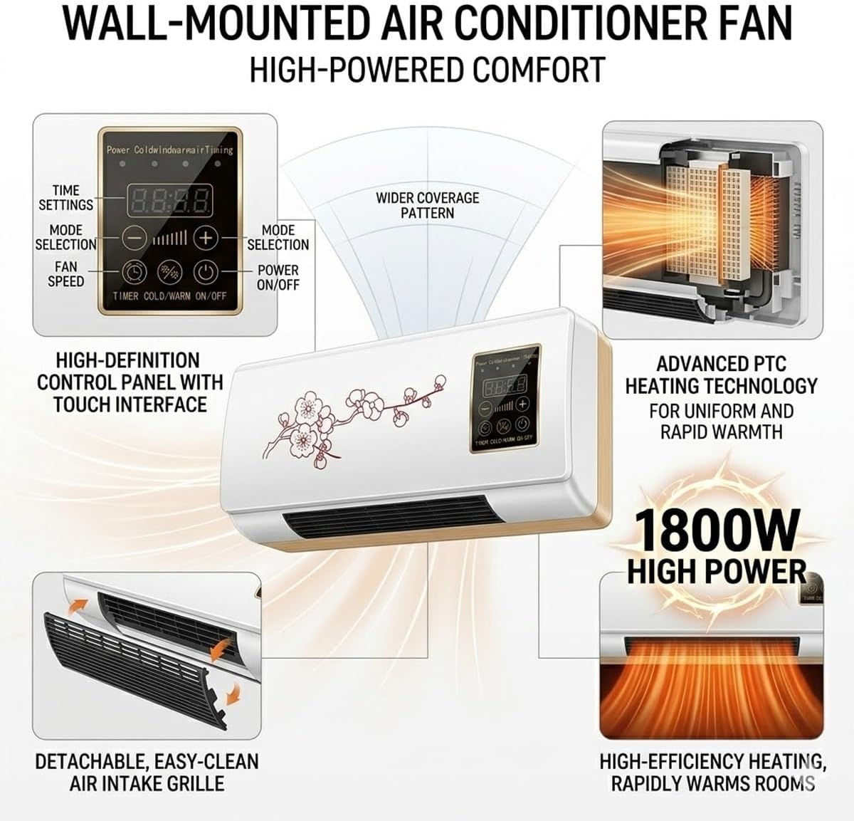 1800W Wall Air Conditioner Wal - Smart Bathroom Fan ulasan dan harga