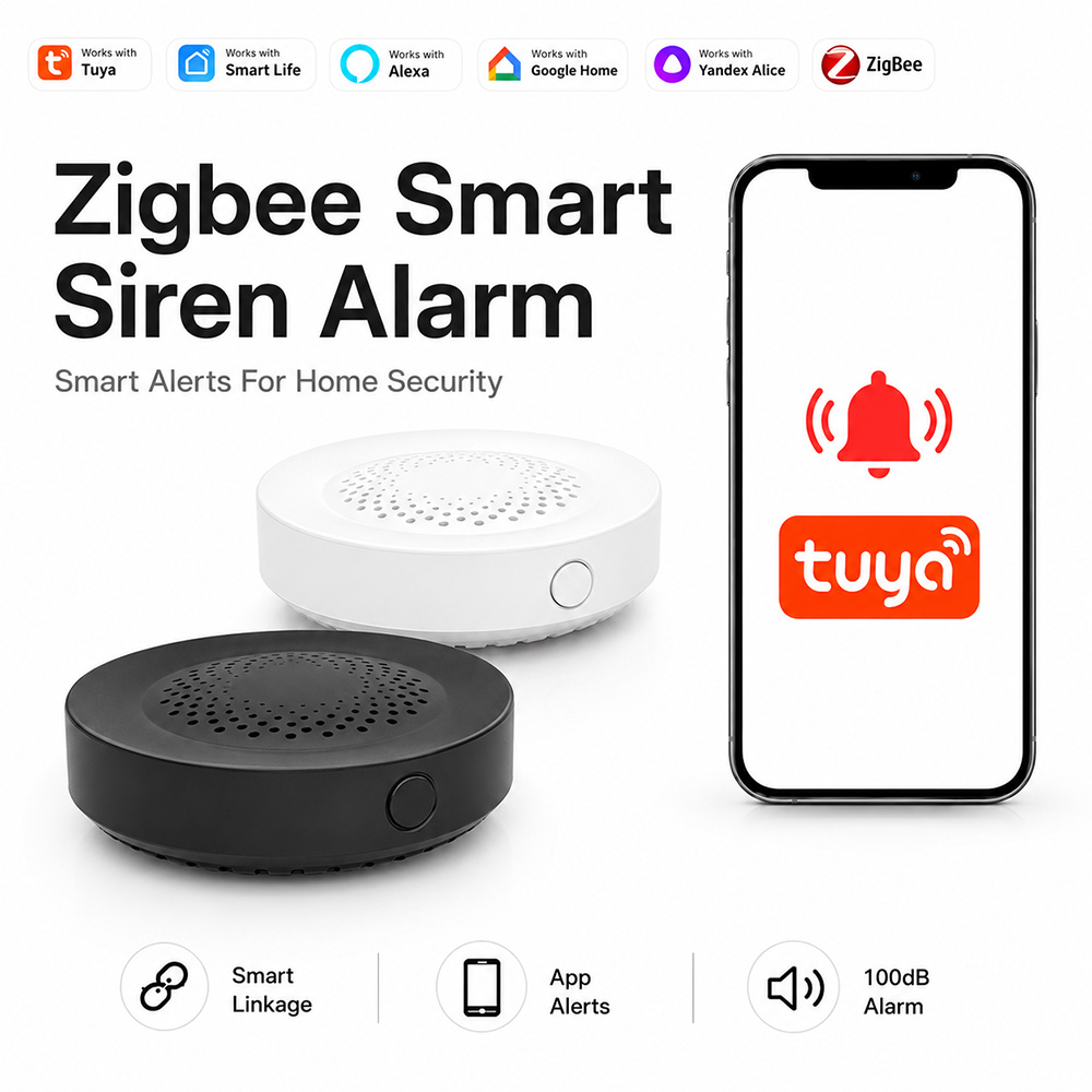 Tuya Zigbee Siren Alarm 100dB  - Smart Home Yandex ulasan dan harga