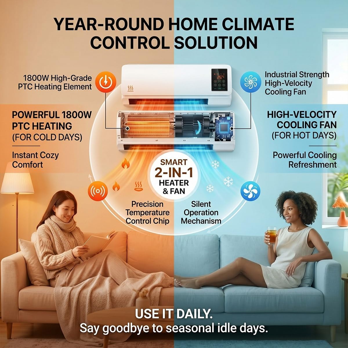 Portable Wall Mounted Air Cond - Smart Bathroom Fan ulasan dan harga