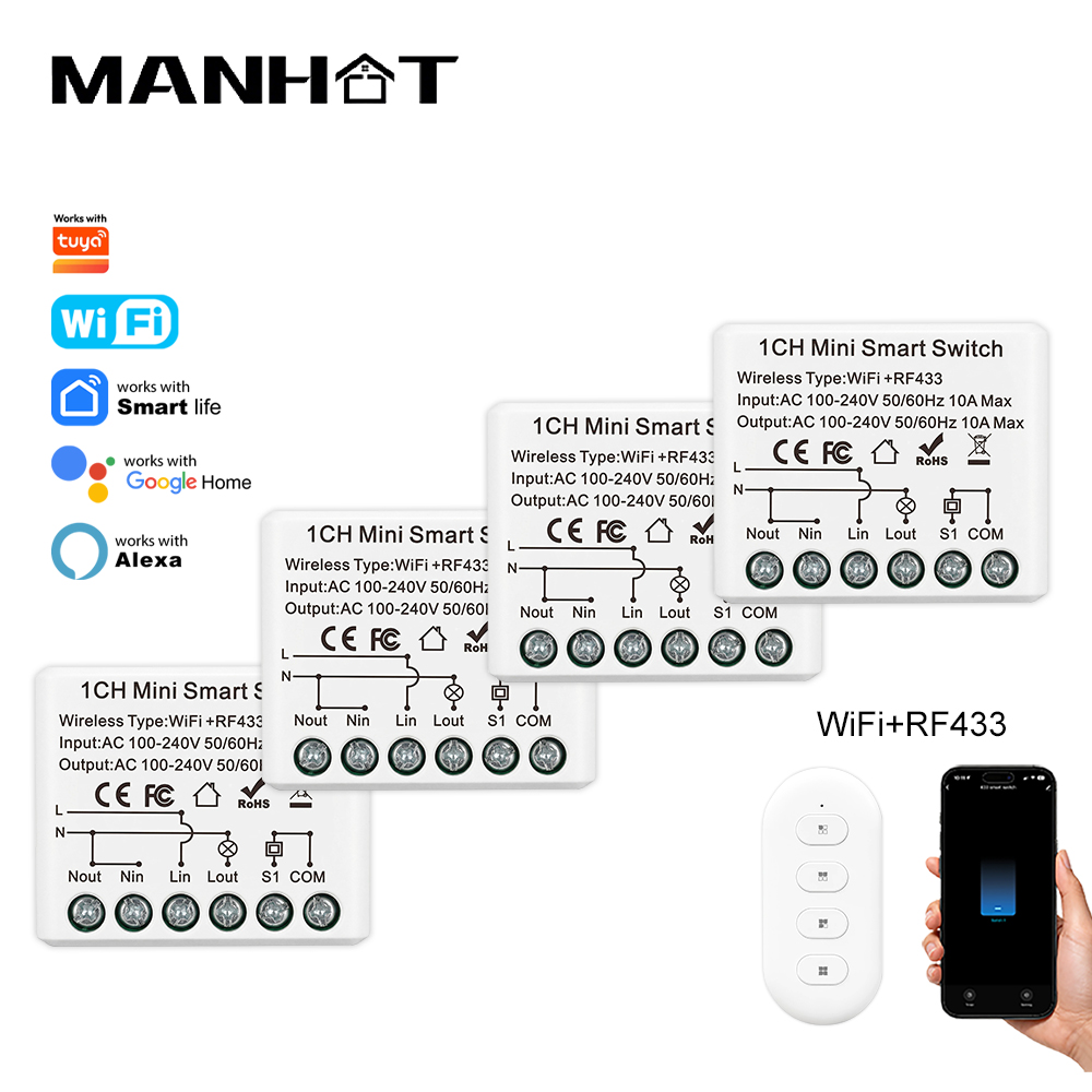 10A Mini WIFI Smart Switch RF4 - Smart Home Voice Assistant ulasan dan harga