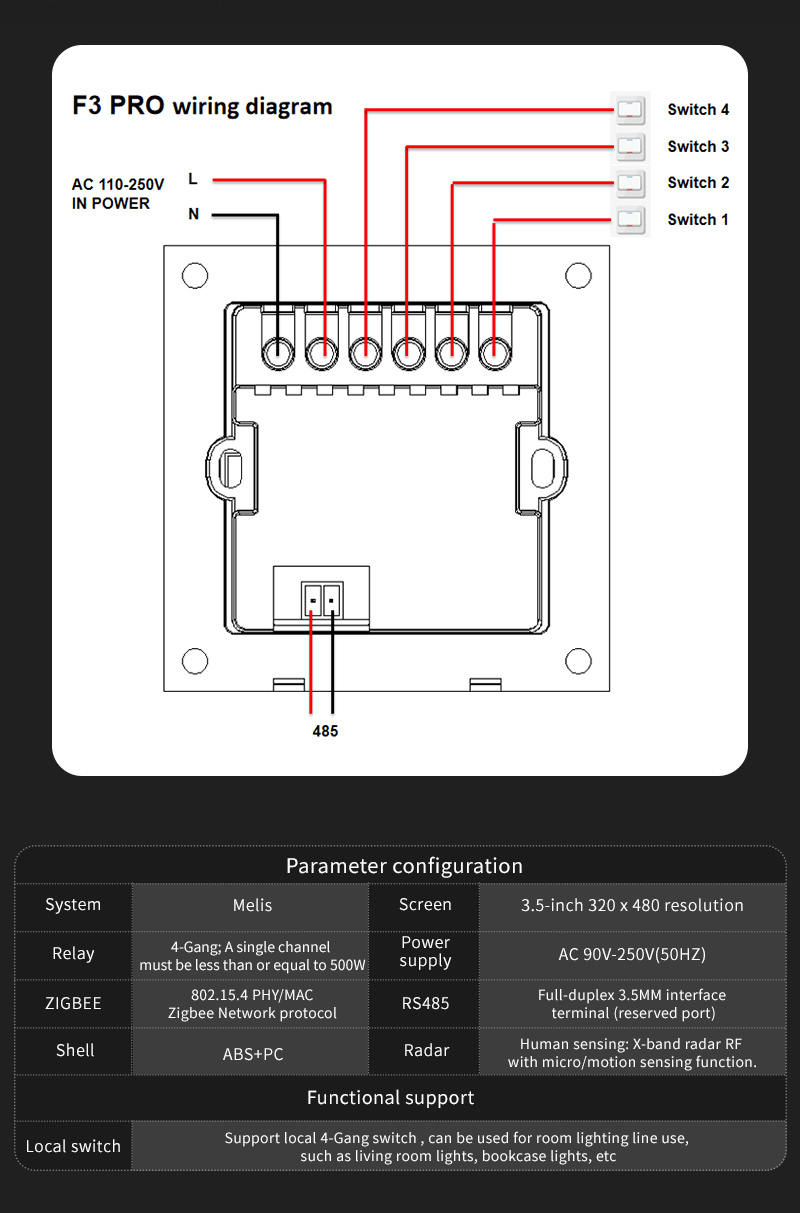 F3 Pro 3.5 Inch IPS Touch Pane - Smart Home Control Panel ulasan dan harga